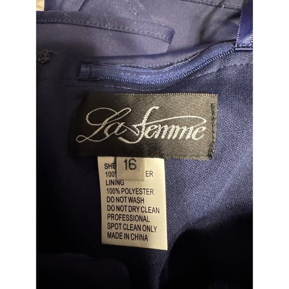 La Femme 30582 Evening Dress 16 Gown Off Shoulder Black Ruched Formal Gala $398 - Picture 9 of 12